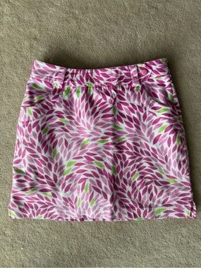 EP Pro Pink and Green Leaf-Print Mini Skirt